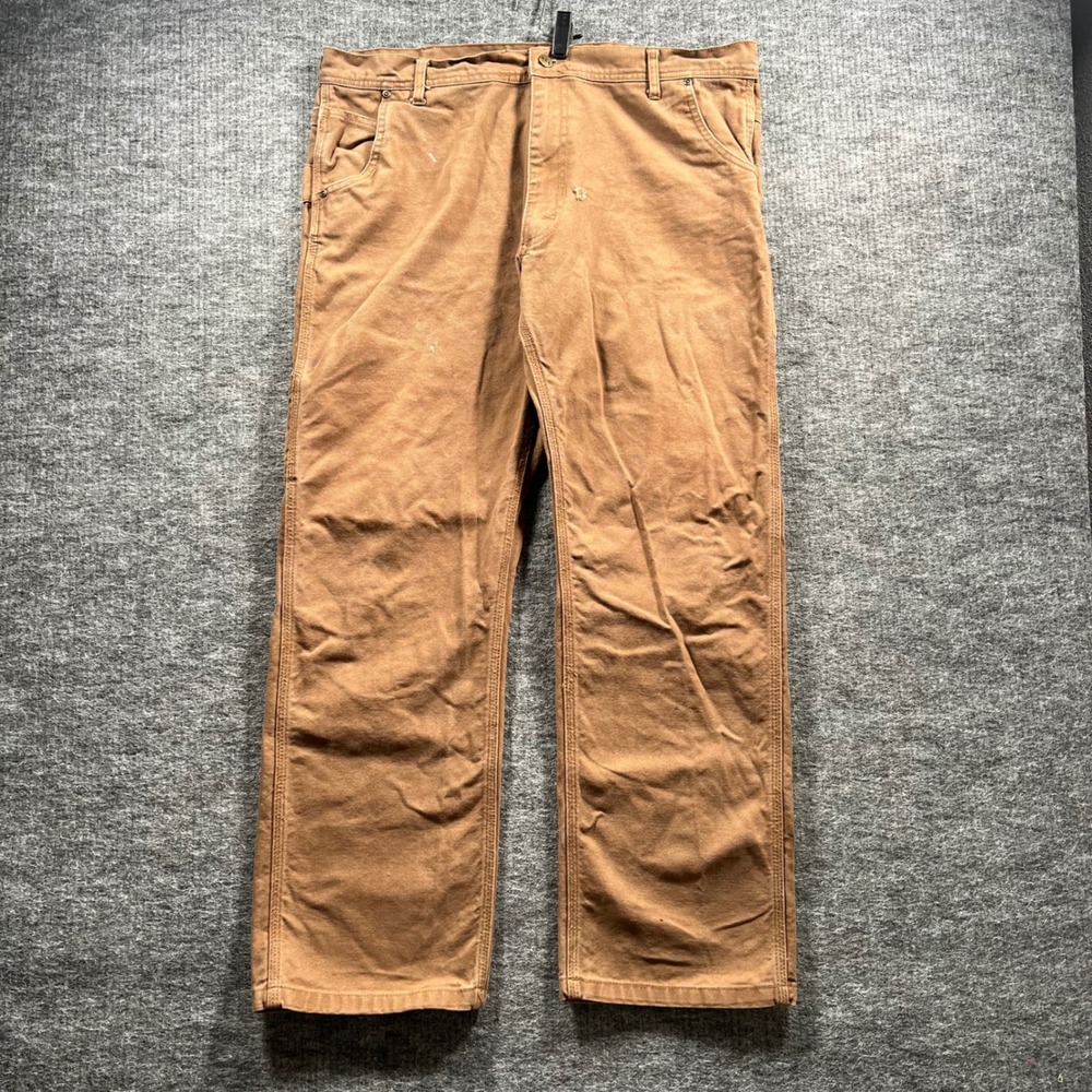Schmidt Mens Brown Cotton Duck Canvas Carpenter Work Pants 38x32 Utility